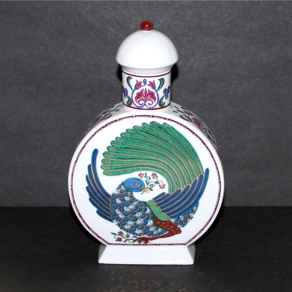 Elizabeth Arden Byzantium Canister Vase Bottle Porcelain blue green gold peacock